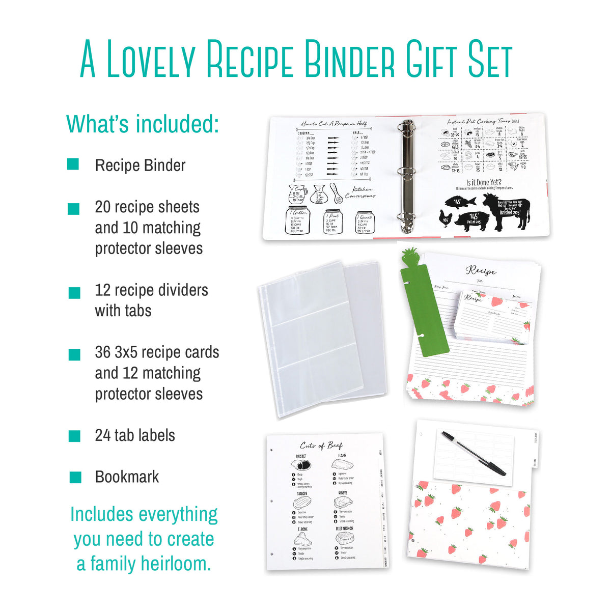 Outshine Kitchen Blank Recipe Cards 3x5 Inches Thick Cardstock