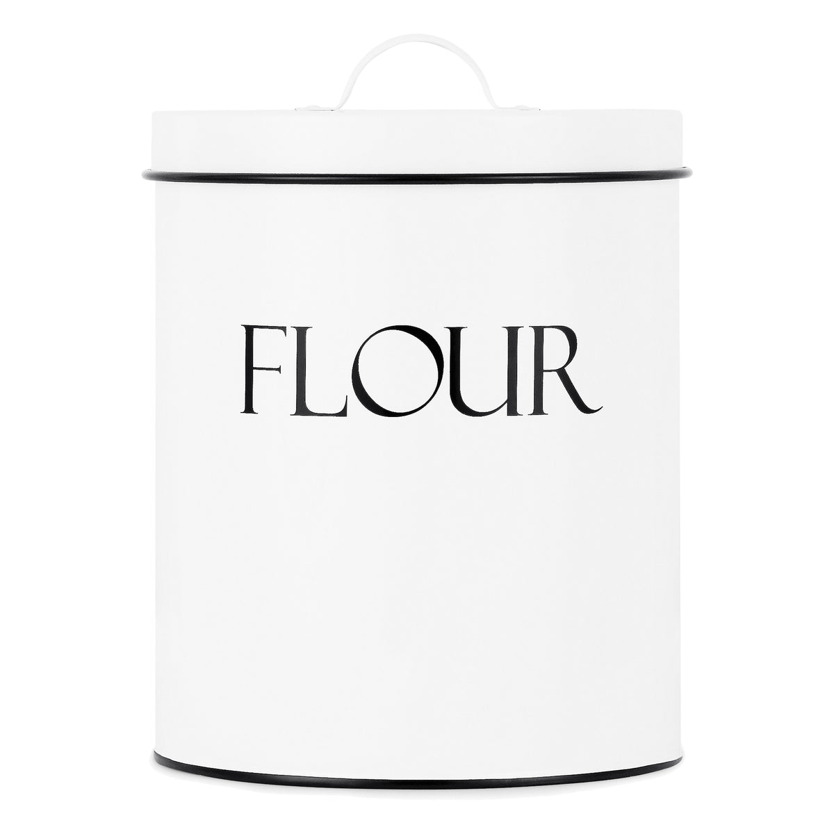 Outshine White Metal Kitchen Flour Canister, Airtight Lids