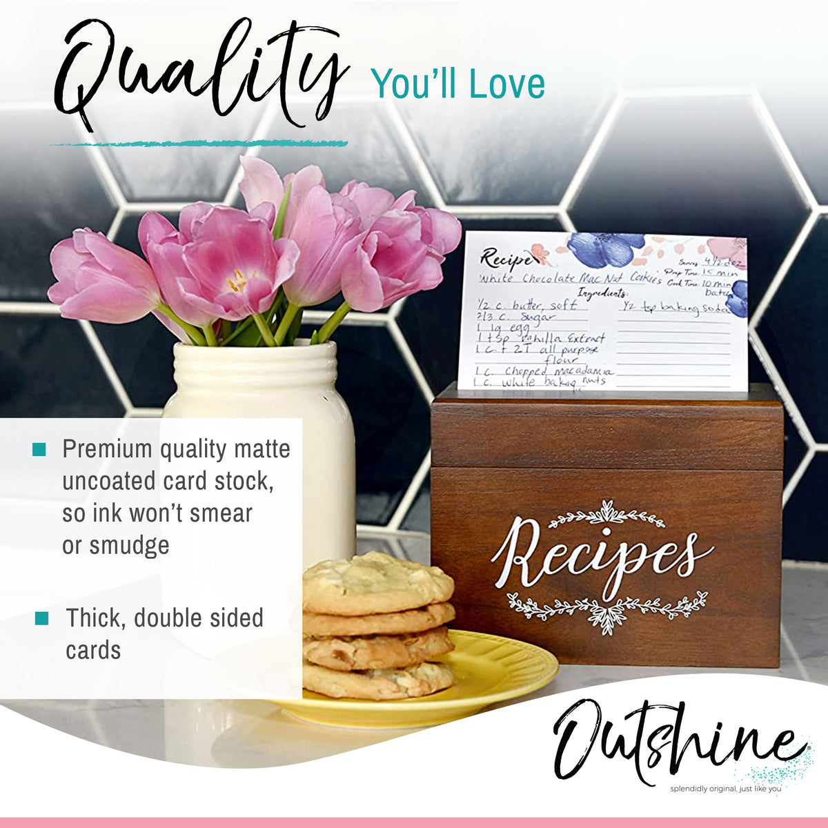 Outshine Co Floral Recipe Cards With Dividers (set Of 104) - Blue