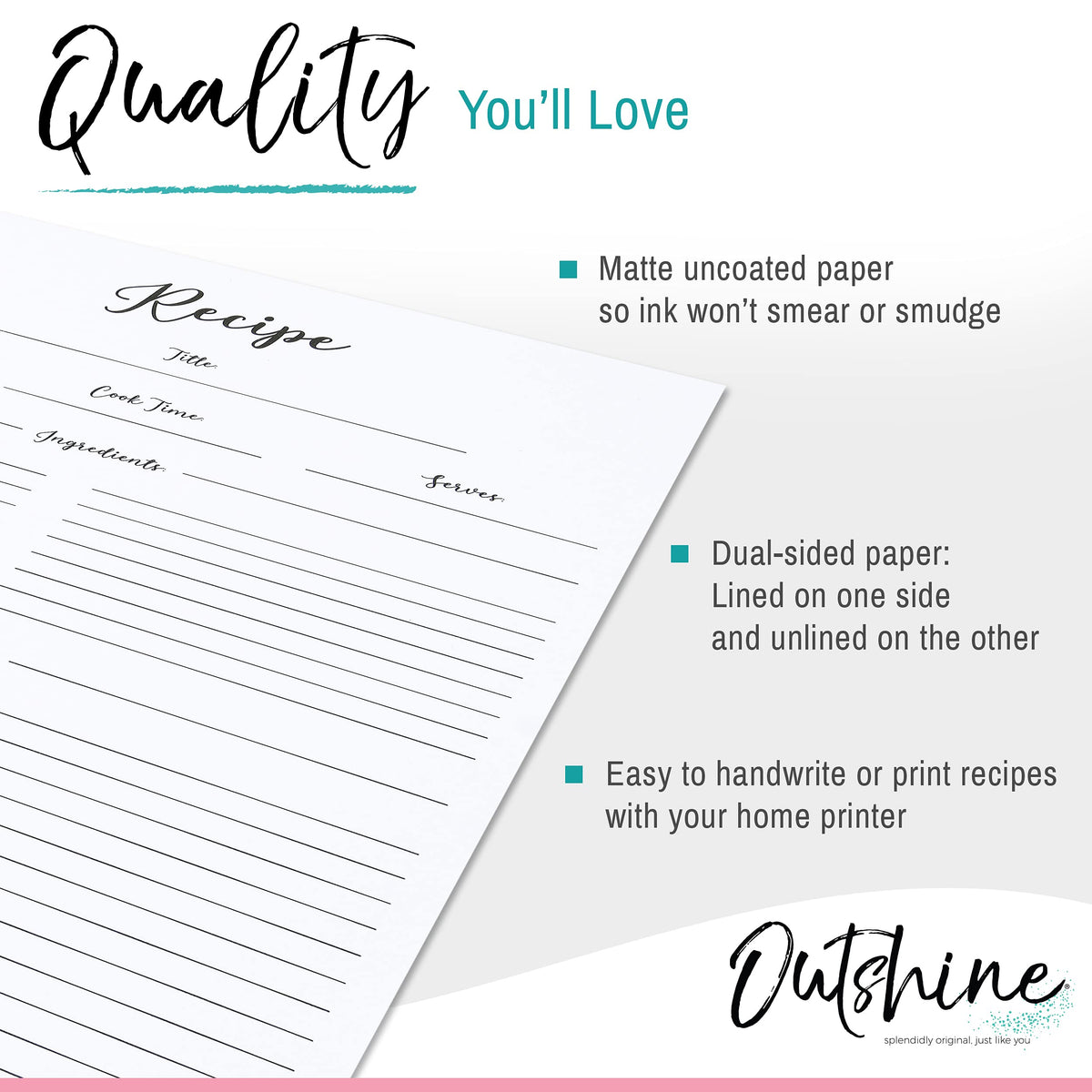 Outshine Premium Recipe Paper for 8.5" x 11" Refill Pages for Recipe B –  Outshine Co.