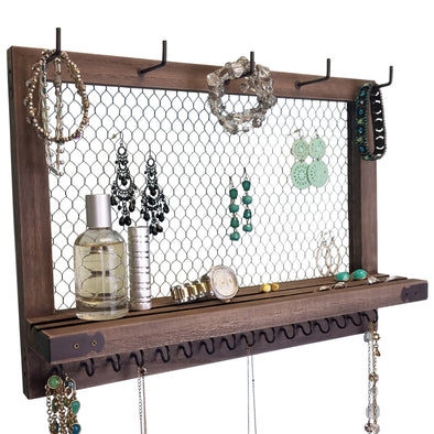 Outshine Jewelry Display Organizer Holder Wall Mounted Solid Wood Durable