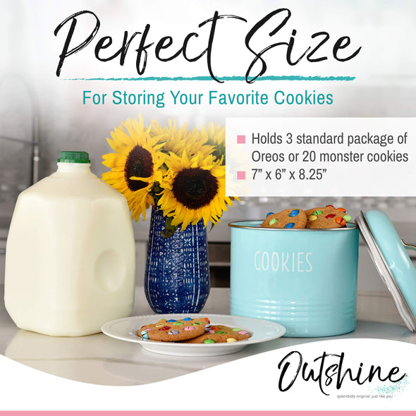 Outshine Vintage Metal Farmhouse Cookie Jar & Cookie Cutters with Air-Tight Lid