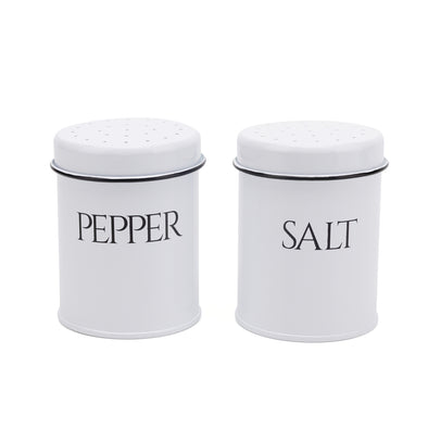 Salt and pepper shakers on white background