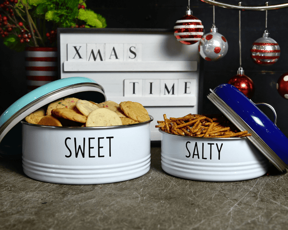 Outshine Farmhouse Round Tin Snack Containers with Lids - Set of 2