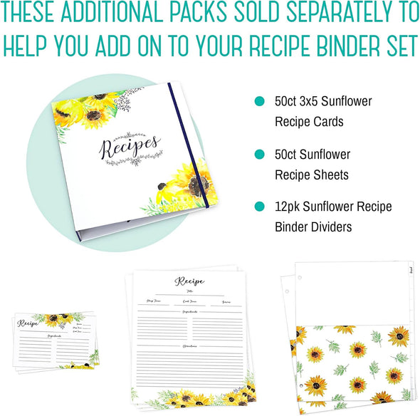 OUTSHINE Premium Recipe Book Binder Set | Farmhouse Recipe Binder 8.5x11 3 Ring with Cards Dividers | Make Your Own Recipe Book Binder Kit | Blank Recipe Book Organizer