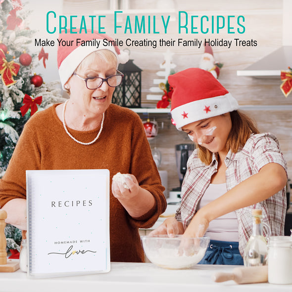 OUTSHINE 8.5 x 11 Waterproof Recipe Book Holds 300 Recipes, Blank Recipe Book to Write in Your Own Recipes, Recipe Binder, Recipe Book Blank, Recipe Notebook, Cookbook Binder, Recipe Journal, Blank Cookbook