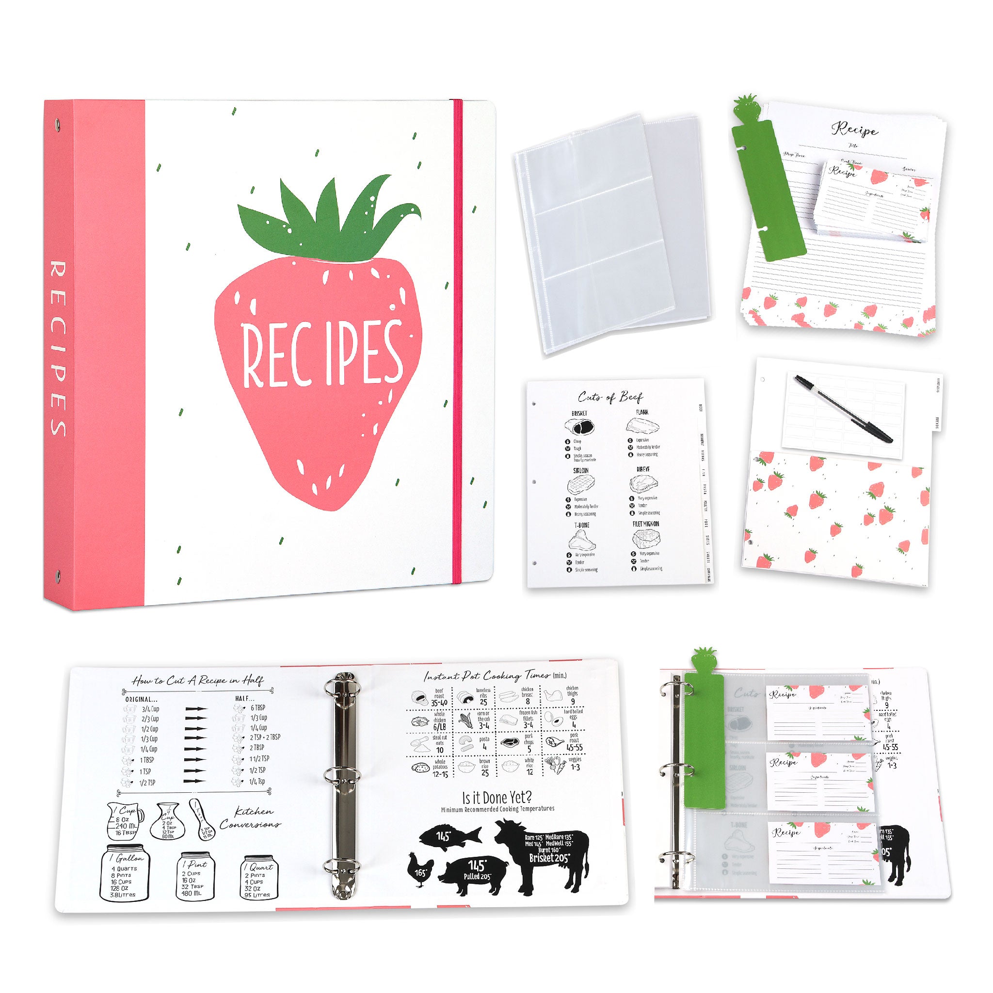 8.5 X 11 Waterproof Recipe Binder Holds 300 Recipes, Blank Recipe Book to  Write
