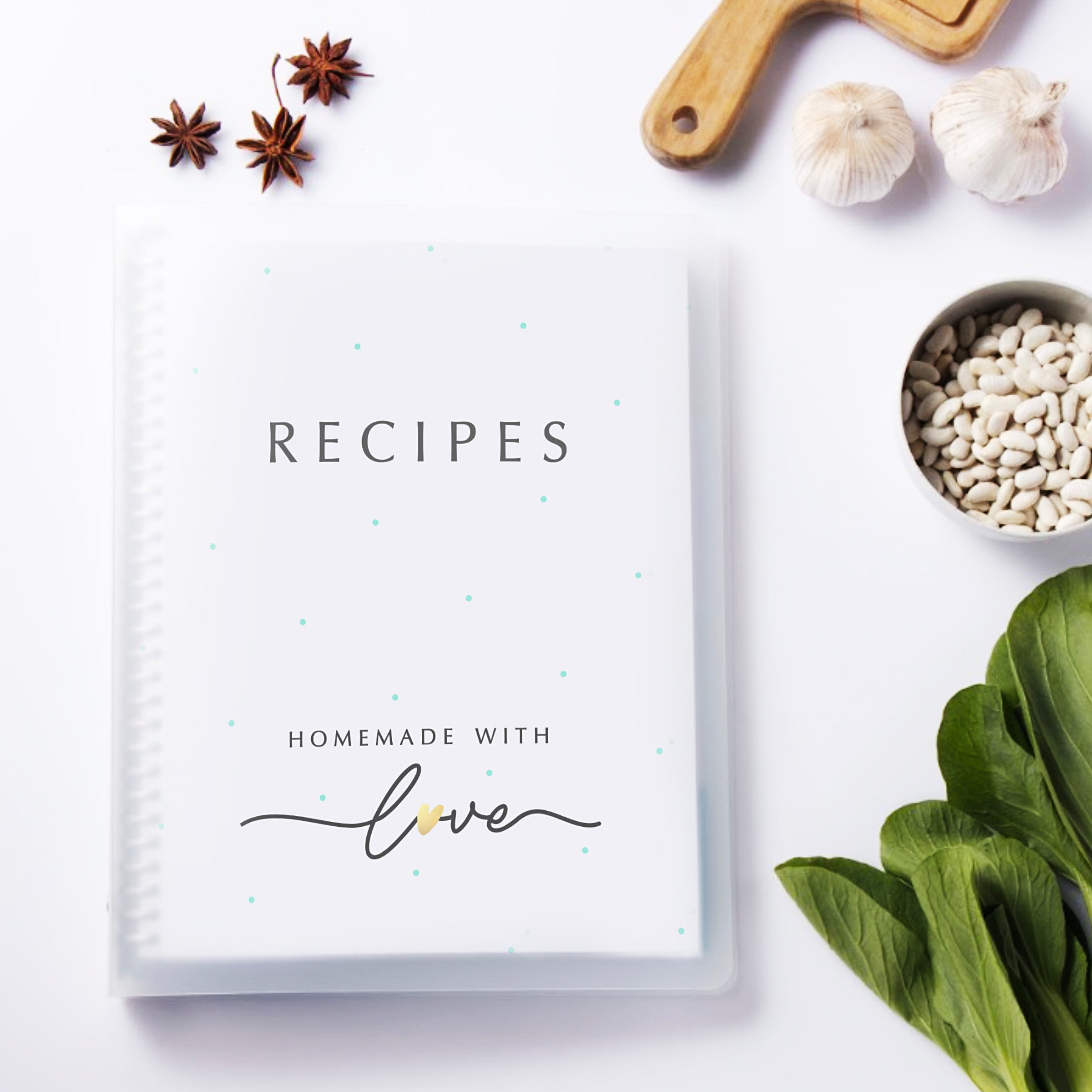 8.5 x 11 Waterproof Recipe Binder Holds 300 Recipes, Blank Recipe Book –  Outshine Co.