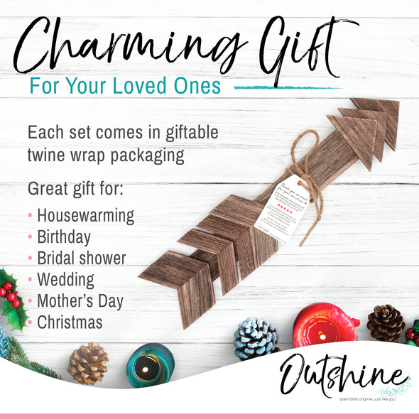 Outshine Rustic Brown Wooden Arrows, Farmhouse Wall Decor (Set of 3)