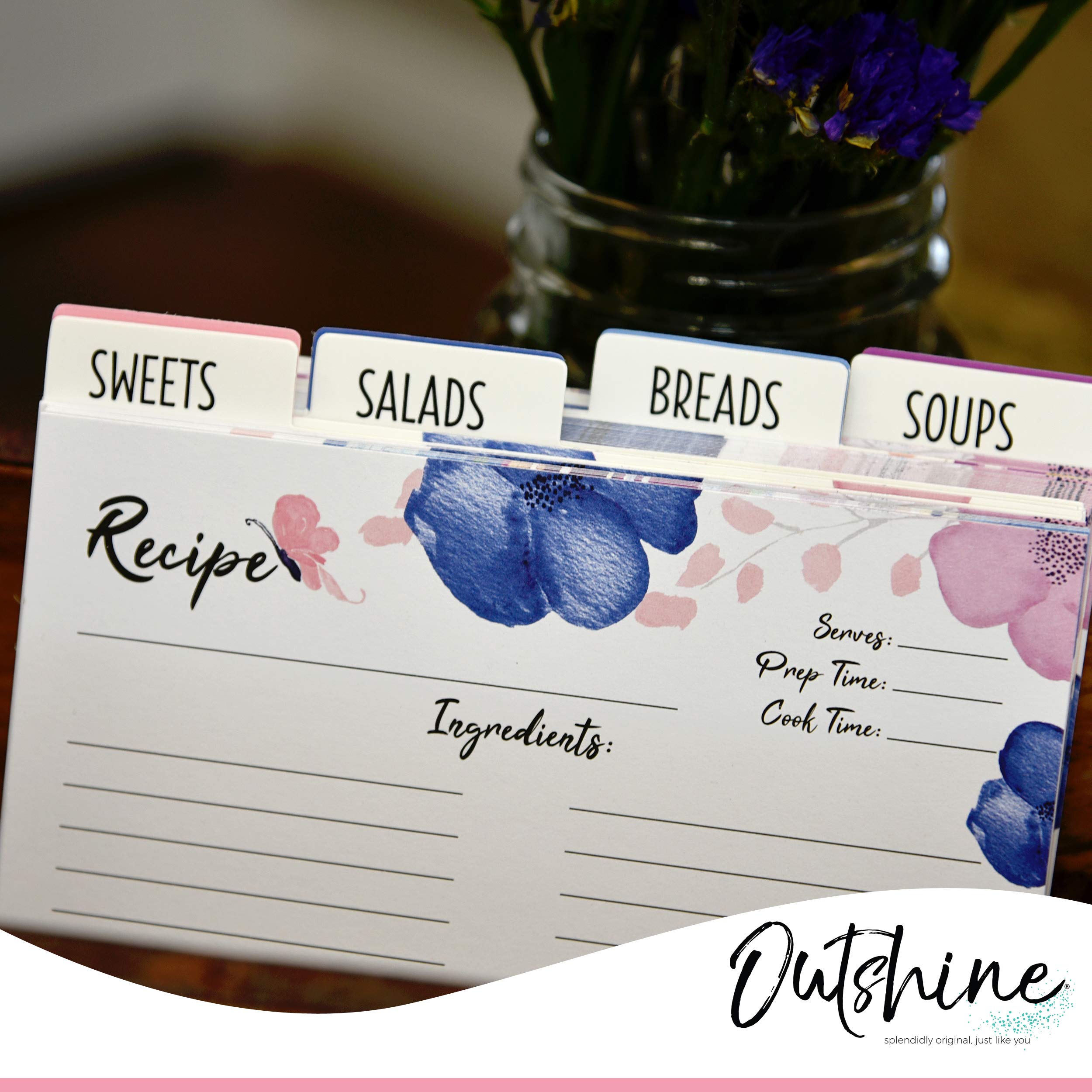Outshine Co Premium Recipe Cards 4x6 Inches, Fruit Design (Set of 50)
