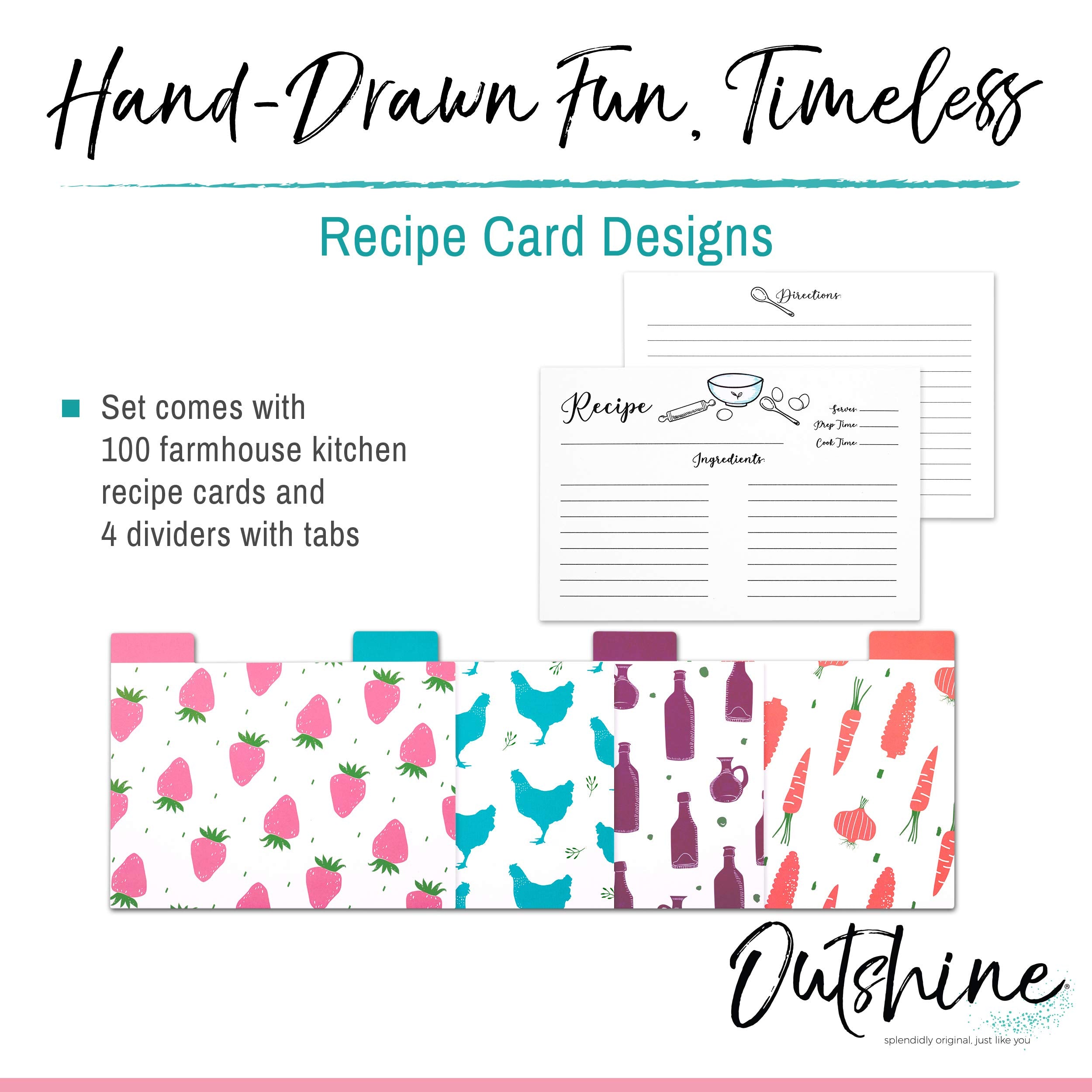 Outshine Kitchen Recipe Cards 100 Pack 4x6 Farmhouse Double Sided Divi Outshine Co. Outshine Kitchen Recipe Cards 100 Pack 4x6 Farmhouse Double Sided Divi Outshine Co.