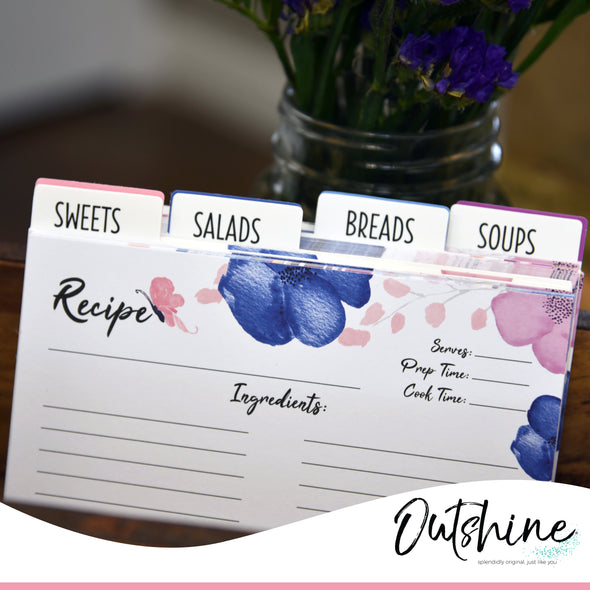 Outshine 24 Pack 4x6 Recipe Farmhouse Card Dividers Organizers Tabs