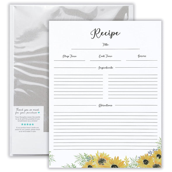 Outshine Premium Recipe Paper for 8.5" x 11" Refill Pages for Recipe Binder