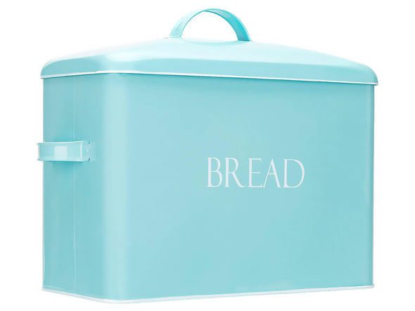 Mint Vintage Metal Bread Box with Countertop, Space Saving Bread Bin