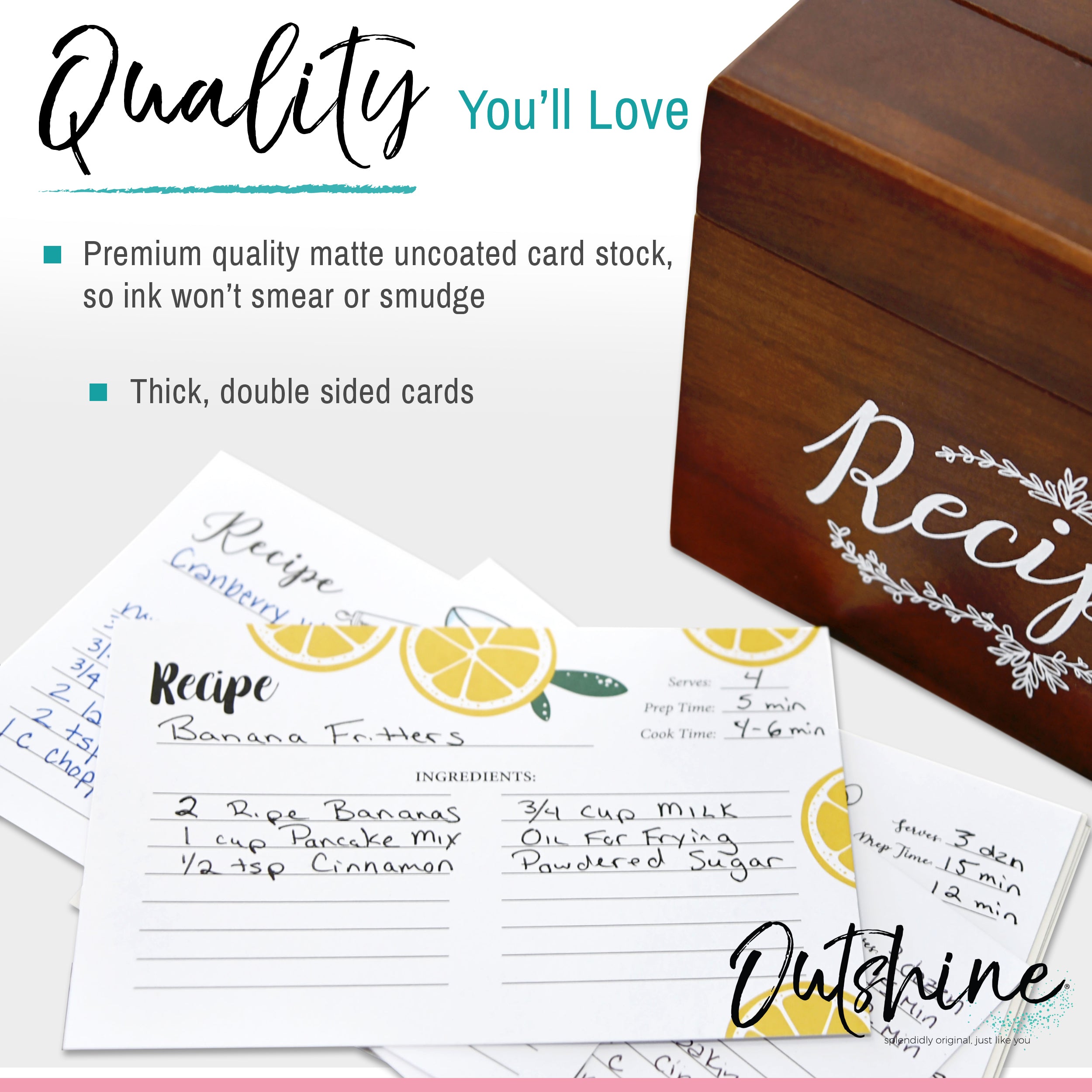 Outshine Co Outshine Premium Recipe Cards 4X6 Inches, Sunflower
