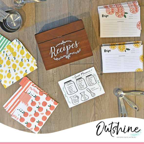 Outshine Kitchen Recipe Cards 50 Pack 4x6 Blank Thick Cardstock No Smear