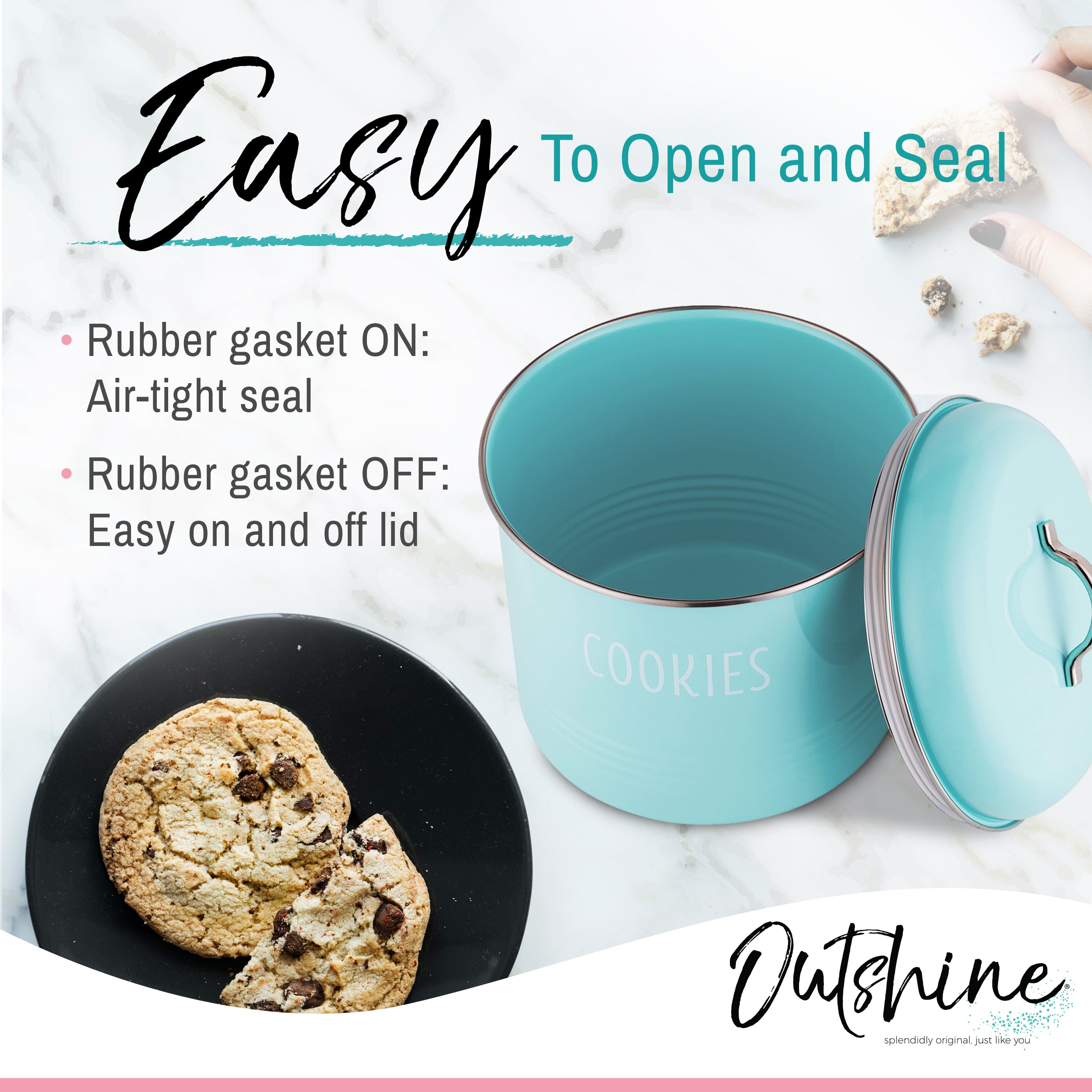 Online Shopping For Fashion Outshine Farmhouse Round Tin Snack Containers  with Lids - Set of 2 Mint/Blue, plastic snack containers with lids