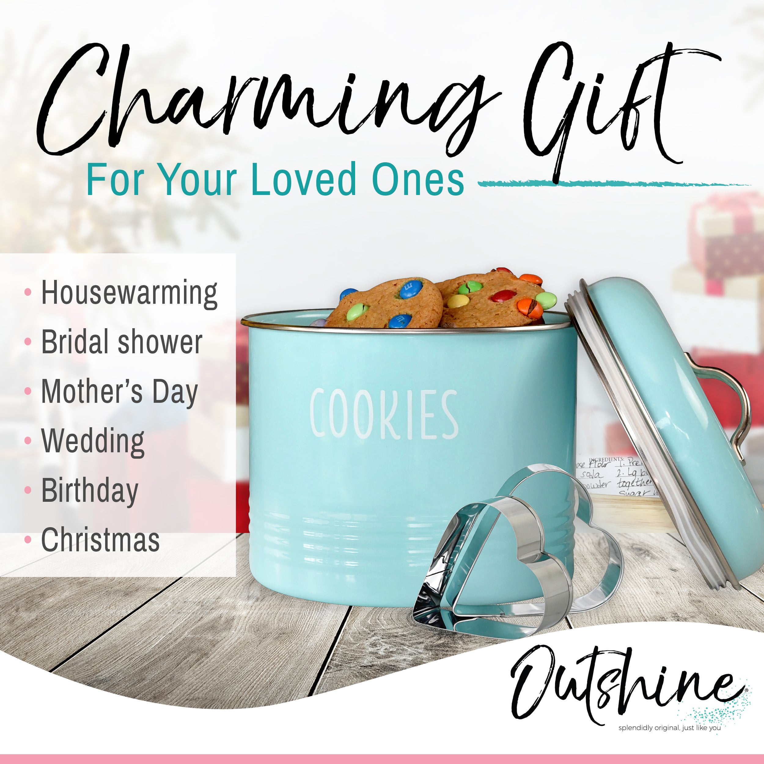 Outshine Mint Cookie Jar with Airtight Lids