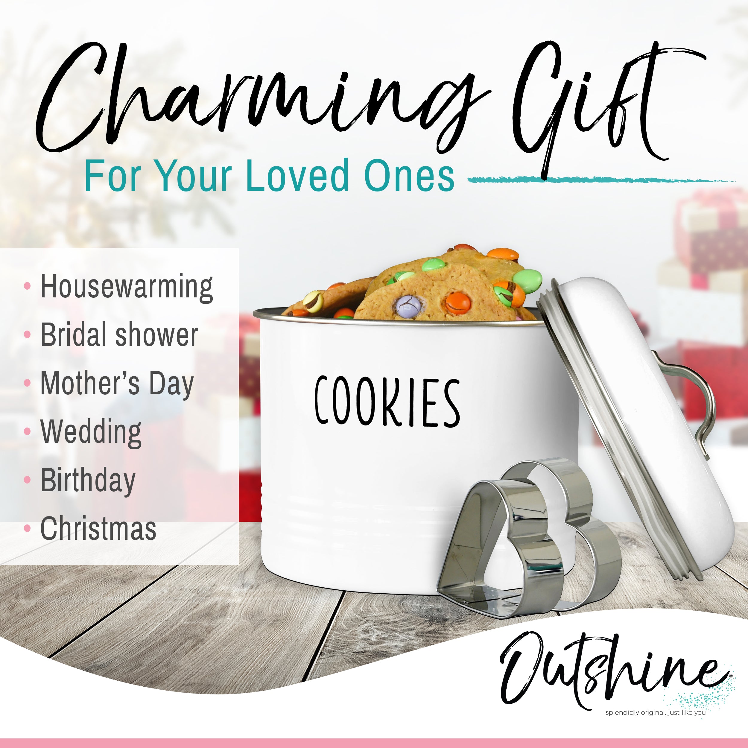 White farmhouse Cookie Jar - Modern Cookies Container – Outshine Co.