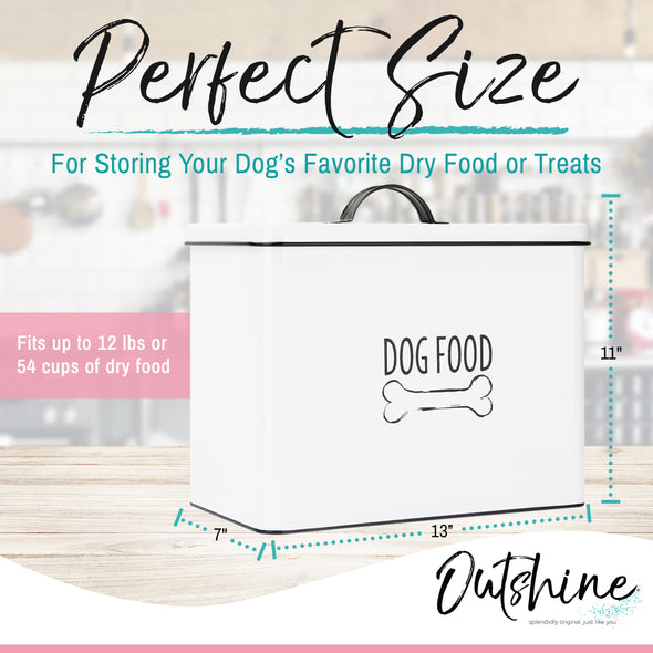 BOLUO Dog Food Storage Container Farmhouse Pet Food Canister Bin with Wood  Lid Galvanized Treat Dispenser Tin Cute Metal 