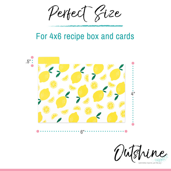 Outshine 24 Pack 4x6 Recipe Card Dividers Organizers Tabs Thick Cardstock