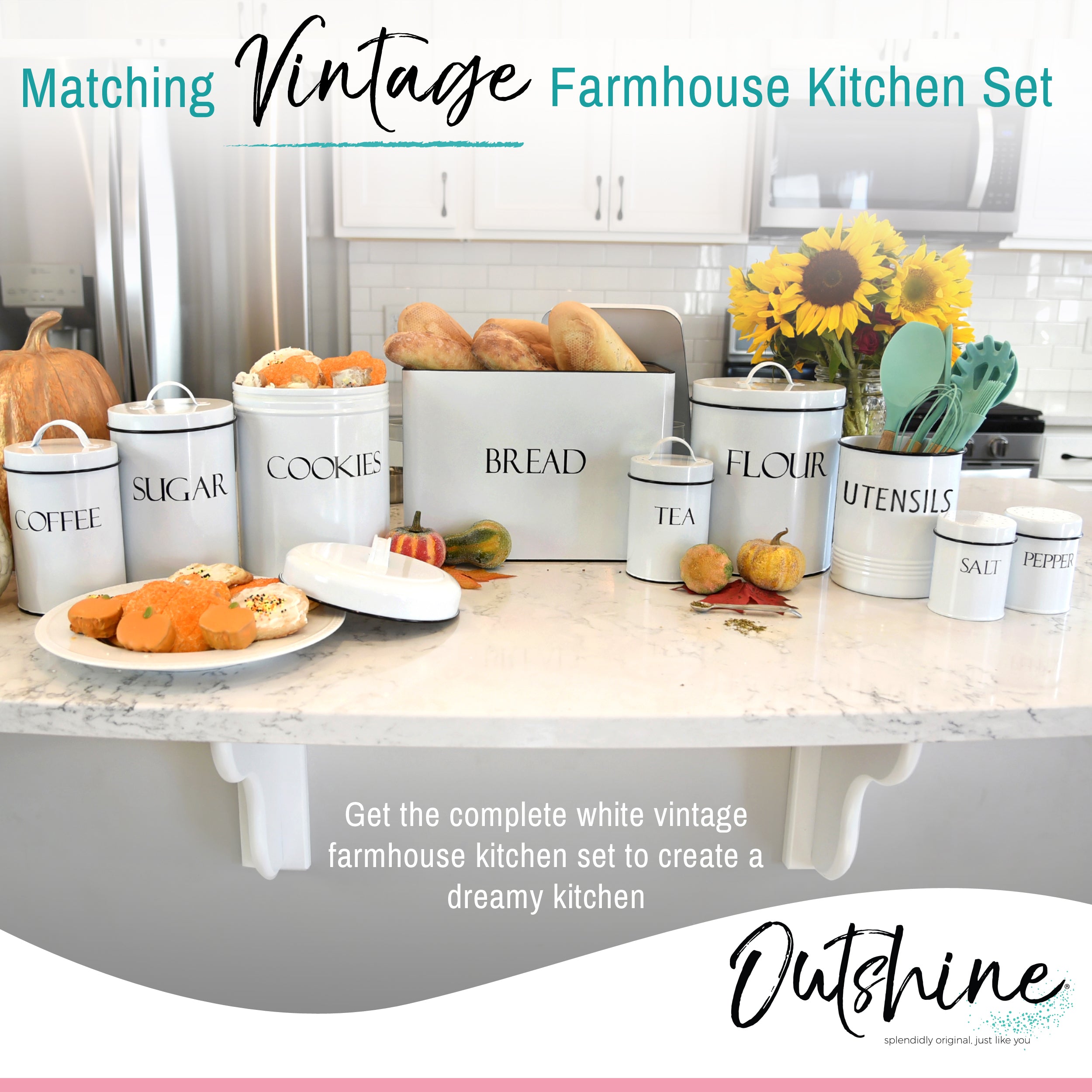 Walford Home Farmhouse Decor Kitchen Utensil Holder - White